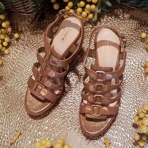 Coach Mallorie Passion Gold Wedge Sandals